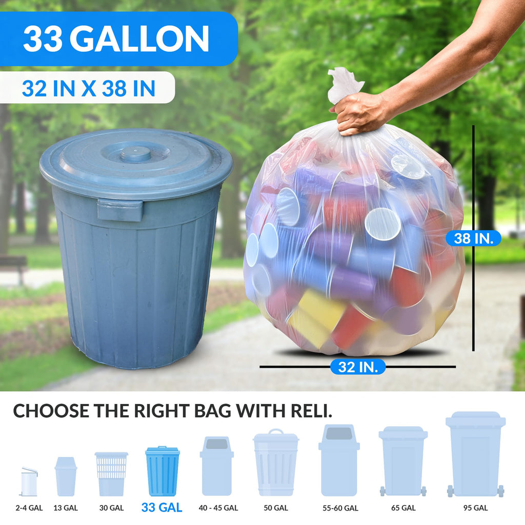 Clear Trash Bags with Twist Ties 50 Count Heavy Duty K52494