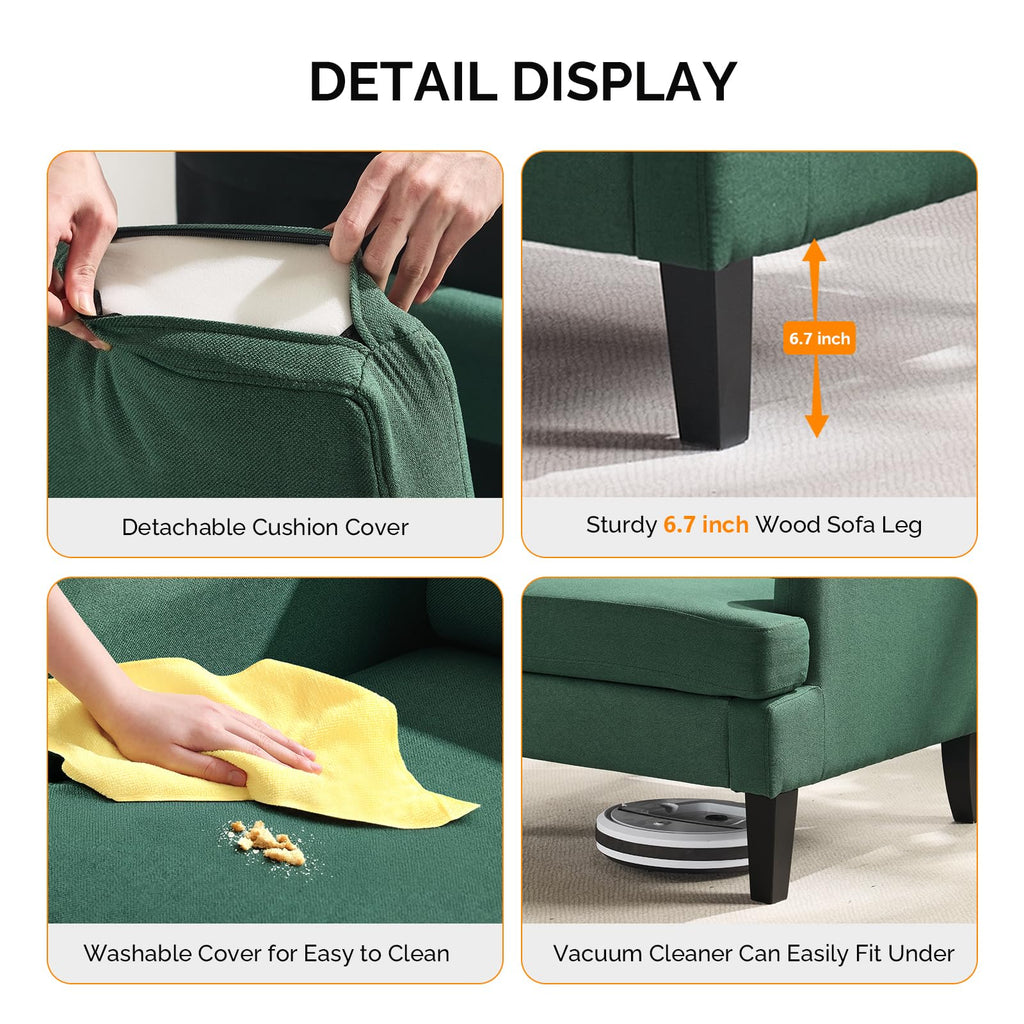 Green Linen Fabric Accent Chairs Set of 2 D608804