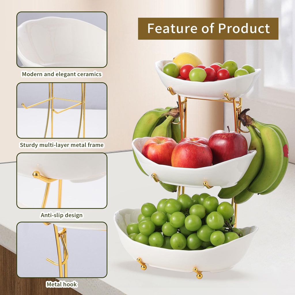 3-Tier Ceramic Serving Bowl Set with Stand M607555