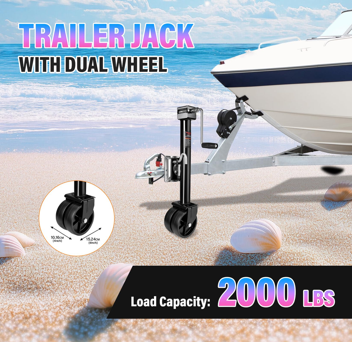 2000 lbs 12" Lift Swivel Trailer Jack with Dual Wheel E16390