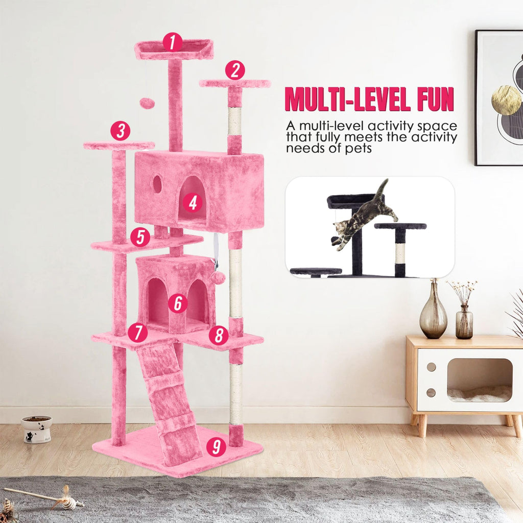 70 inch Multi-Level Cat Tree Tower with Scratching Posts B137508