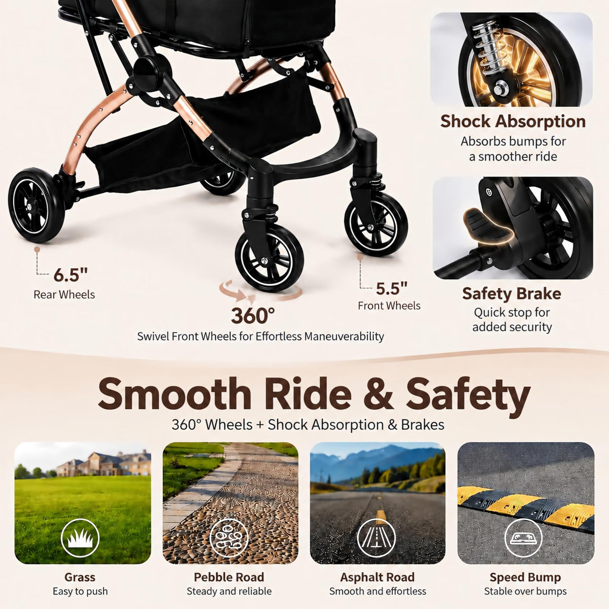 Black 3-in-1 Pet Stroller with Removable Carrier V391786