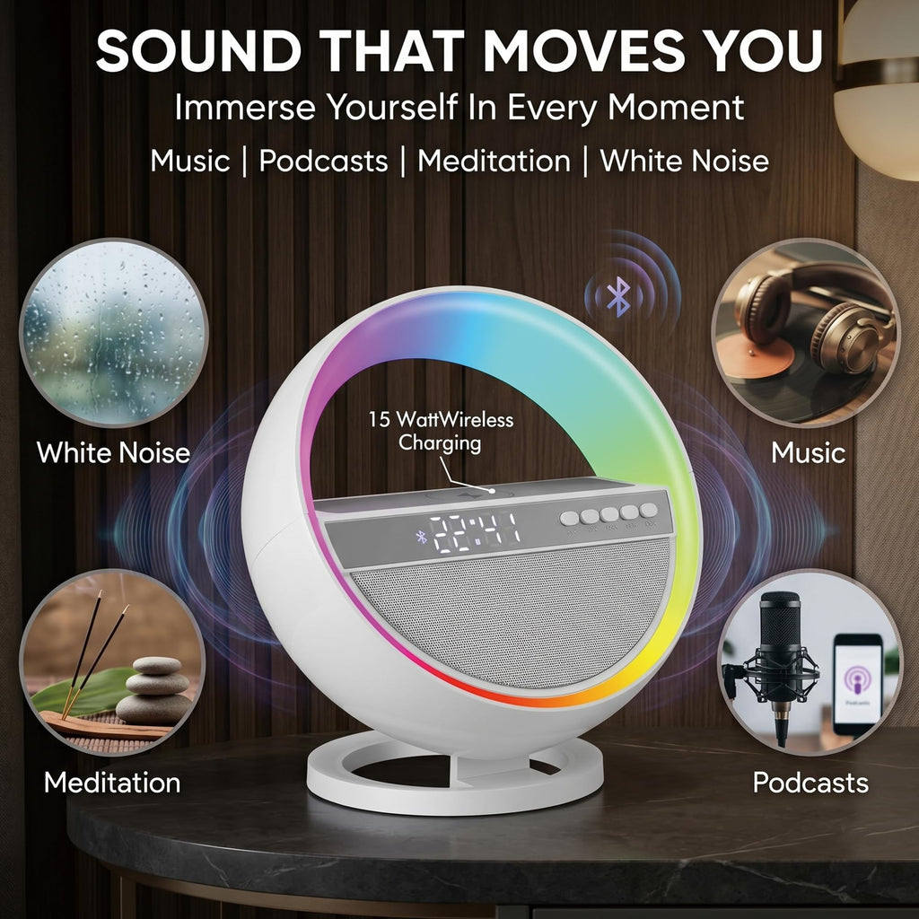 6-in-1 RGB LED Table Lamp with Bluetooth Speaker & Wireless Charging Z1647