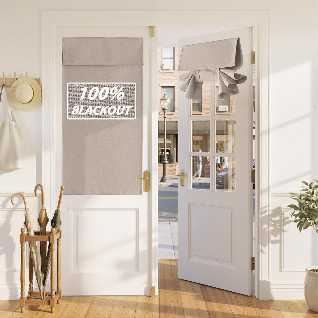100% Blackout Linen French Door Curtain H576