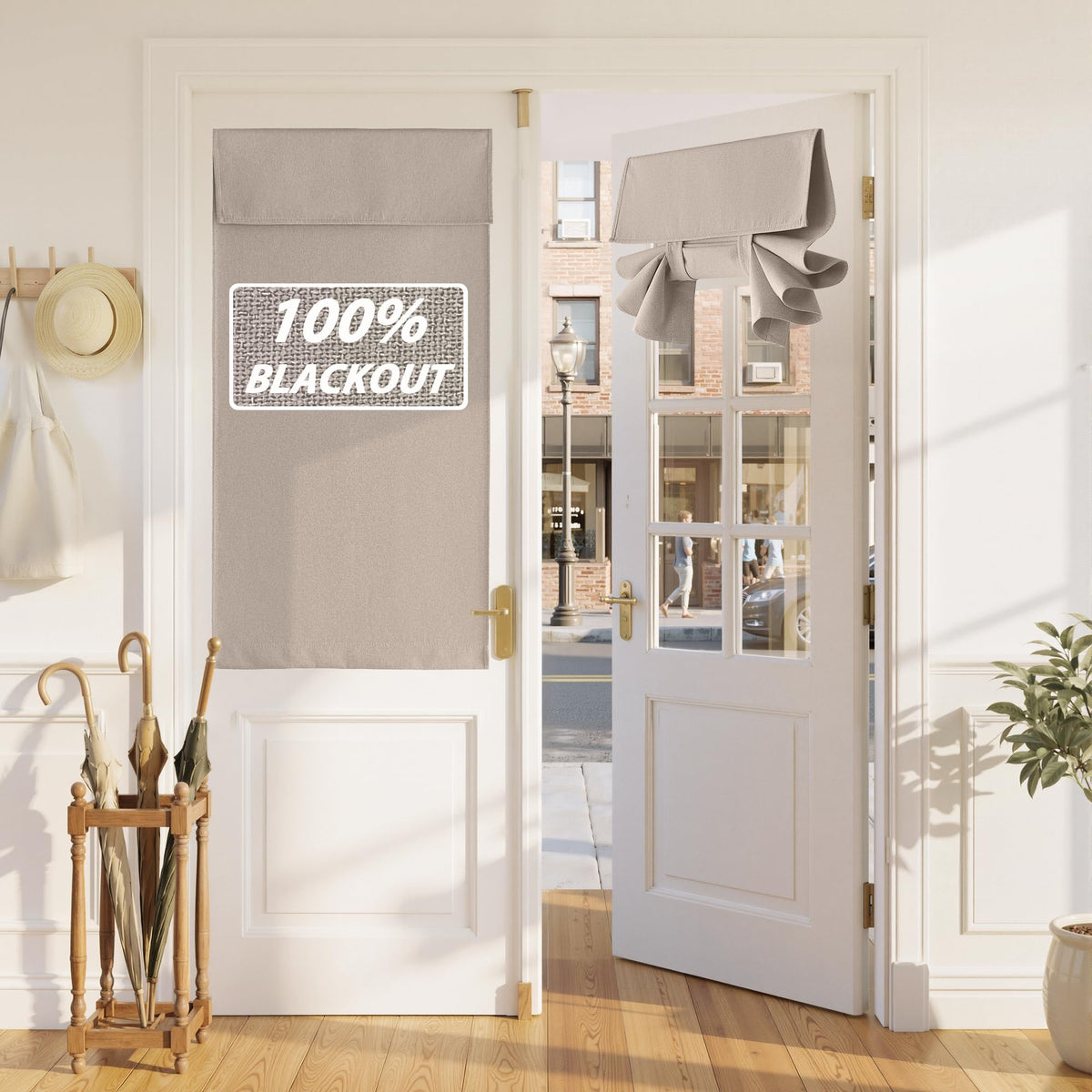100% Blackout Linen French Door Curtain H576