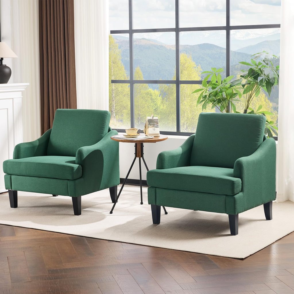 Green Linen Fabric Accent Chairs Set of 2 D608804