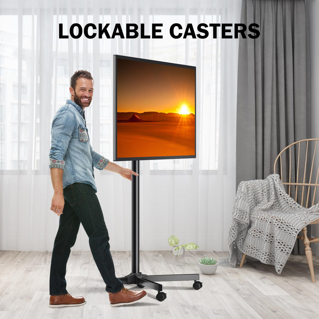 Rotating Rolling TV Stand on Wheels for 13-50" Flat/Curved TVs J14531