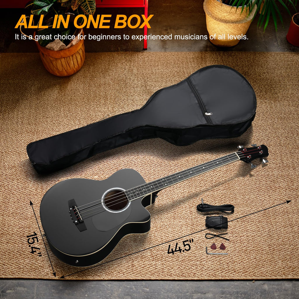 4 String Full Size Black Acoustic Bass Guitar H61916