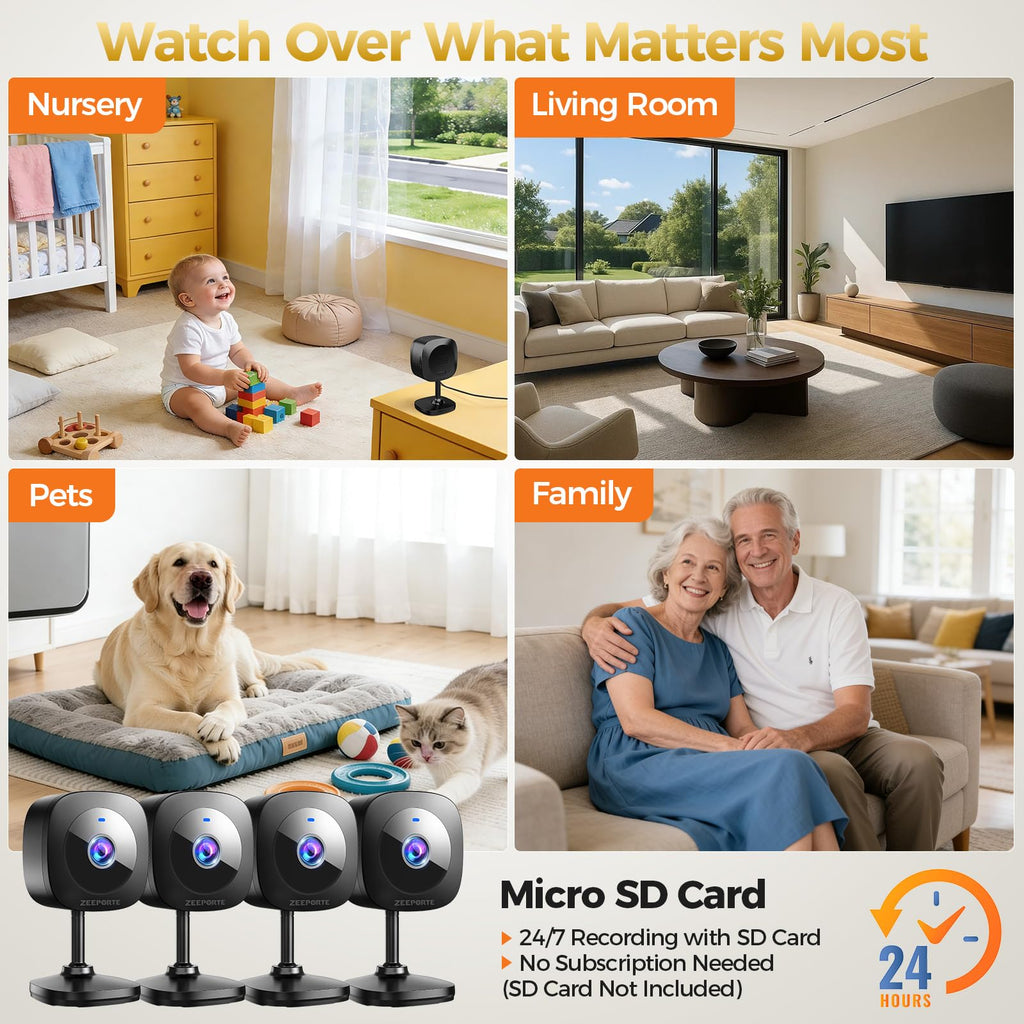 2K Indoor Security Camera 4-Pack with Night Vision U543
