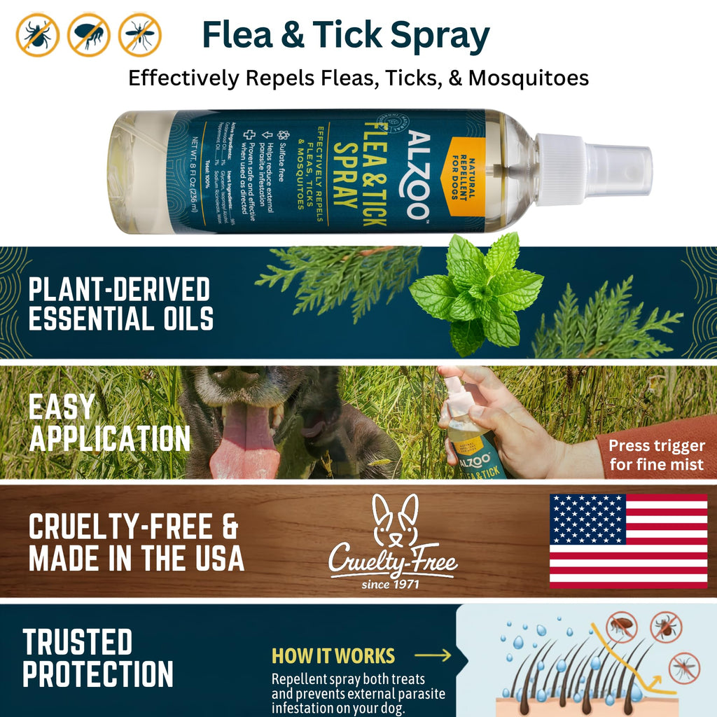 Natural Flea and Tick Repellent Spray for Dogs 8 Fl. Oz. N96805