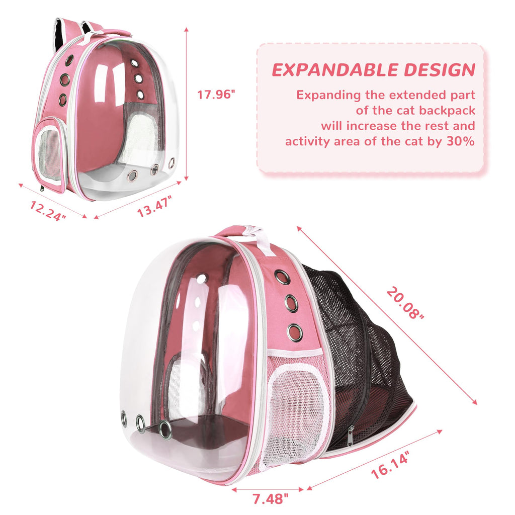 Expandable Pet Backpack Carrier for Under 15 lbs (Pink) J832