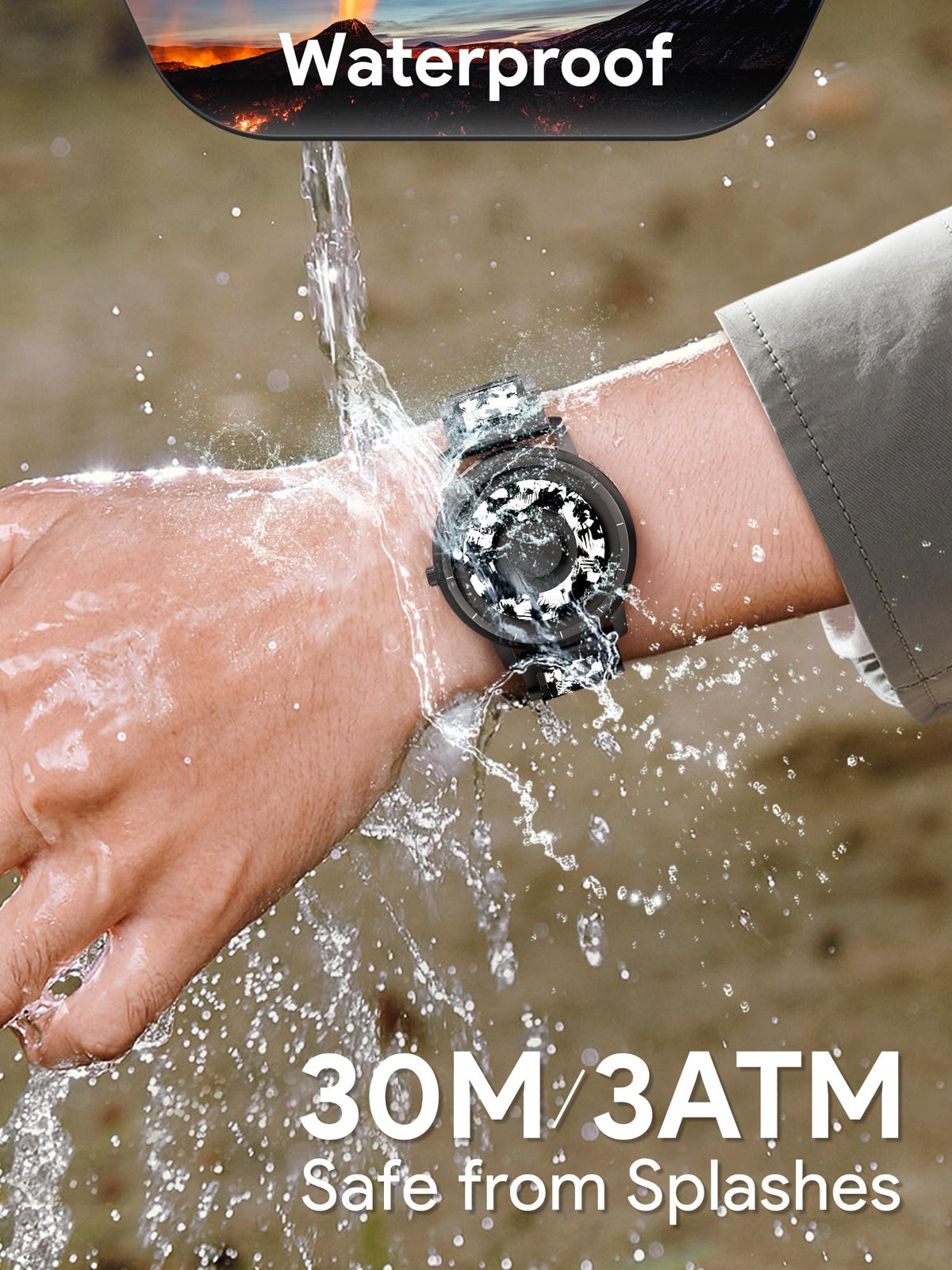 Magnetic Quartz Watch with Stainless Steel Band H7014