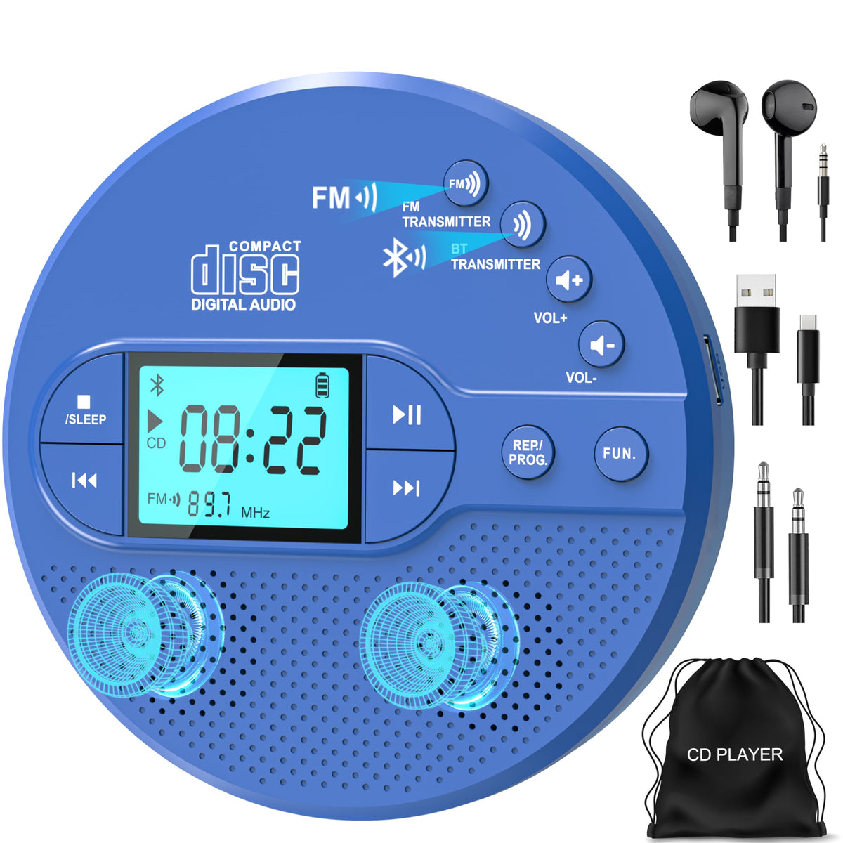 Portable CD Player with FM Transmitter & Speaker F13238
