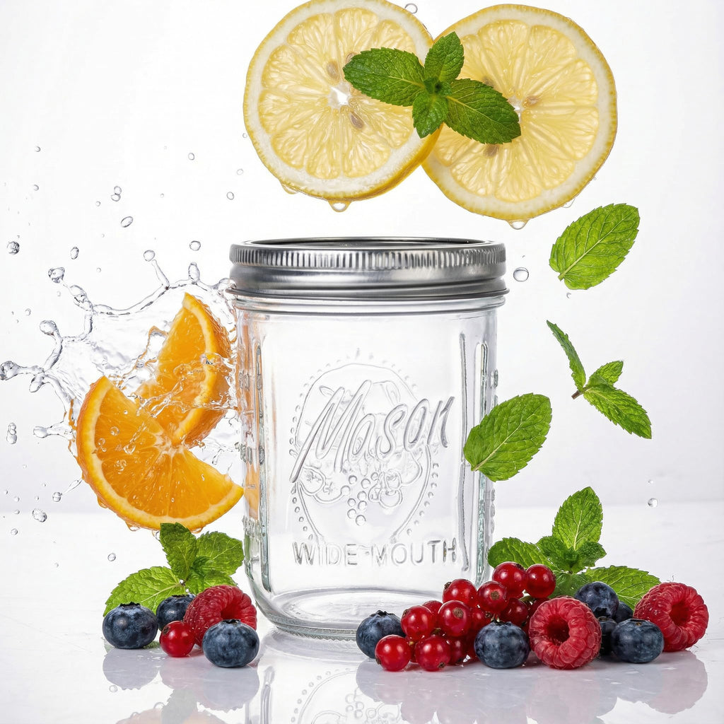6-Pack 16 oz Wide Mouth Glass Mason Jars with Lids F3473