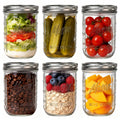 6-Pack 16 oz Wide Mouth Glass Mason Jars with Lids F3473