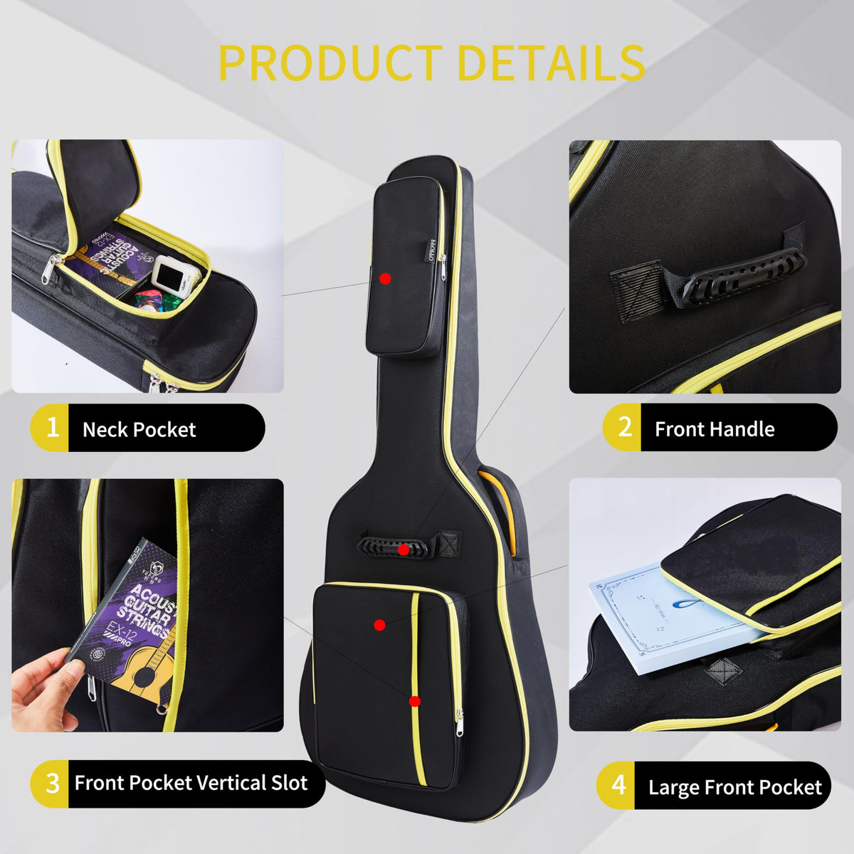 600D Waterproof Padded Acoustic Guitar Gig Bag O274