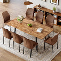 Extendable Dining Table Set for 8 Wood Upholstered Chairs L869