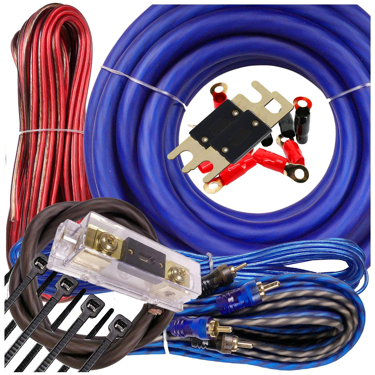 1/0 Gauge Amplifier Wiring Kit with 17 ft Power Wire V728