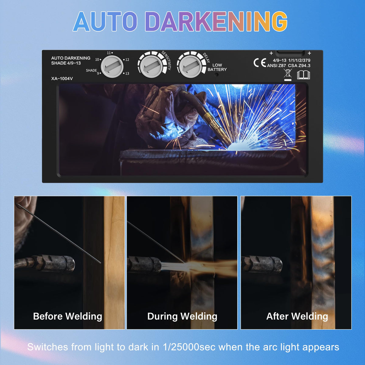 Auto Darkening Welding Lens Variable Shade 4/9-13 Z2594