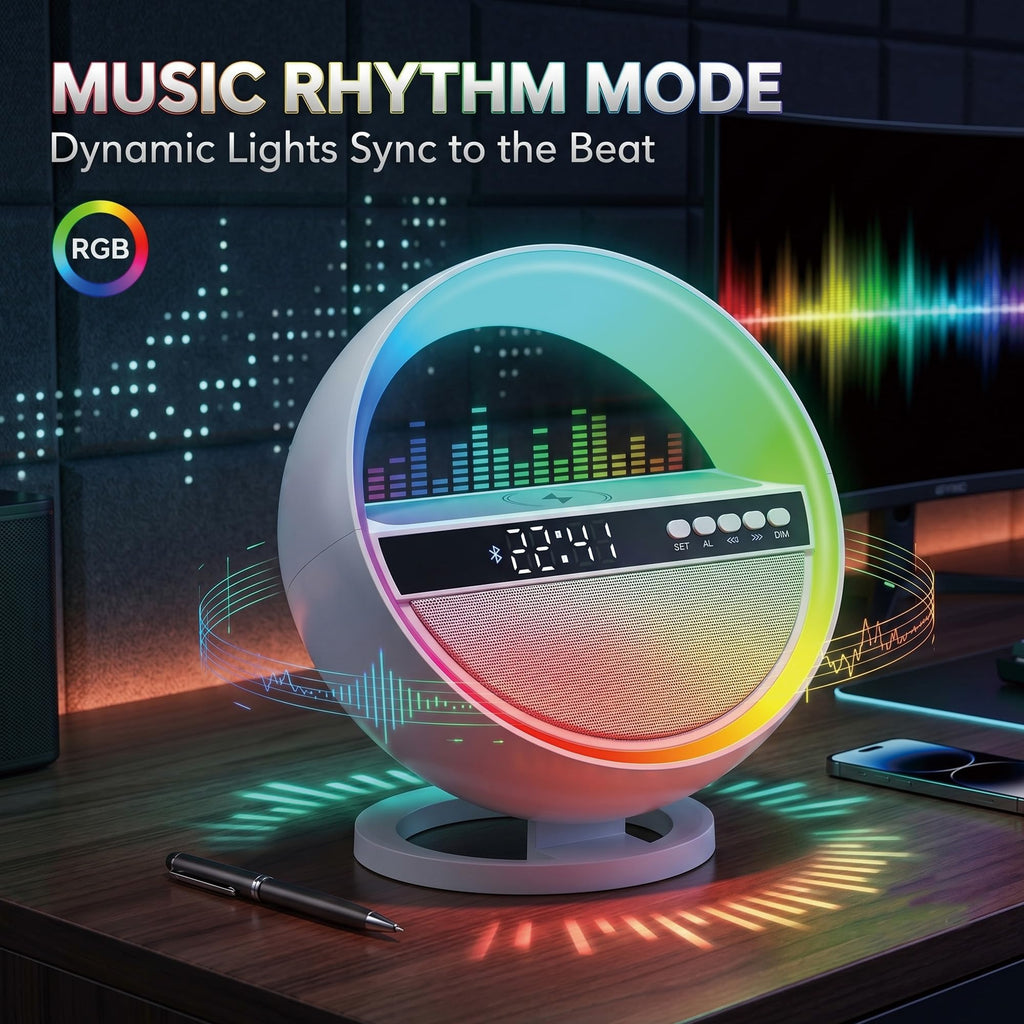 6-in-1 RGB LED Table Lamp with Bluetooth Speaker & Wireless Charging Z1647
