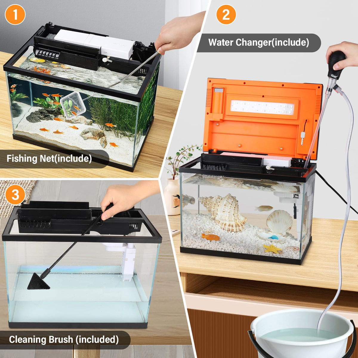 10 Gallon Glass Aquarium Starter Kit with Light Heater Pump Filter X574