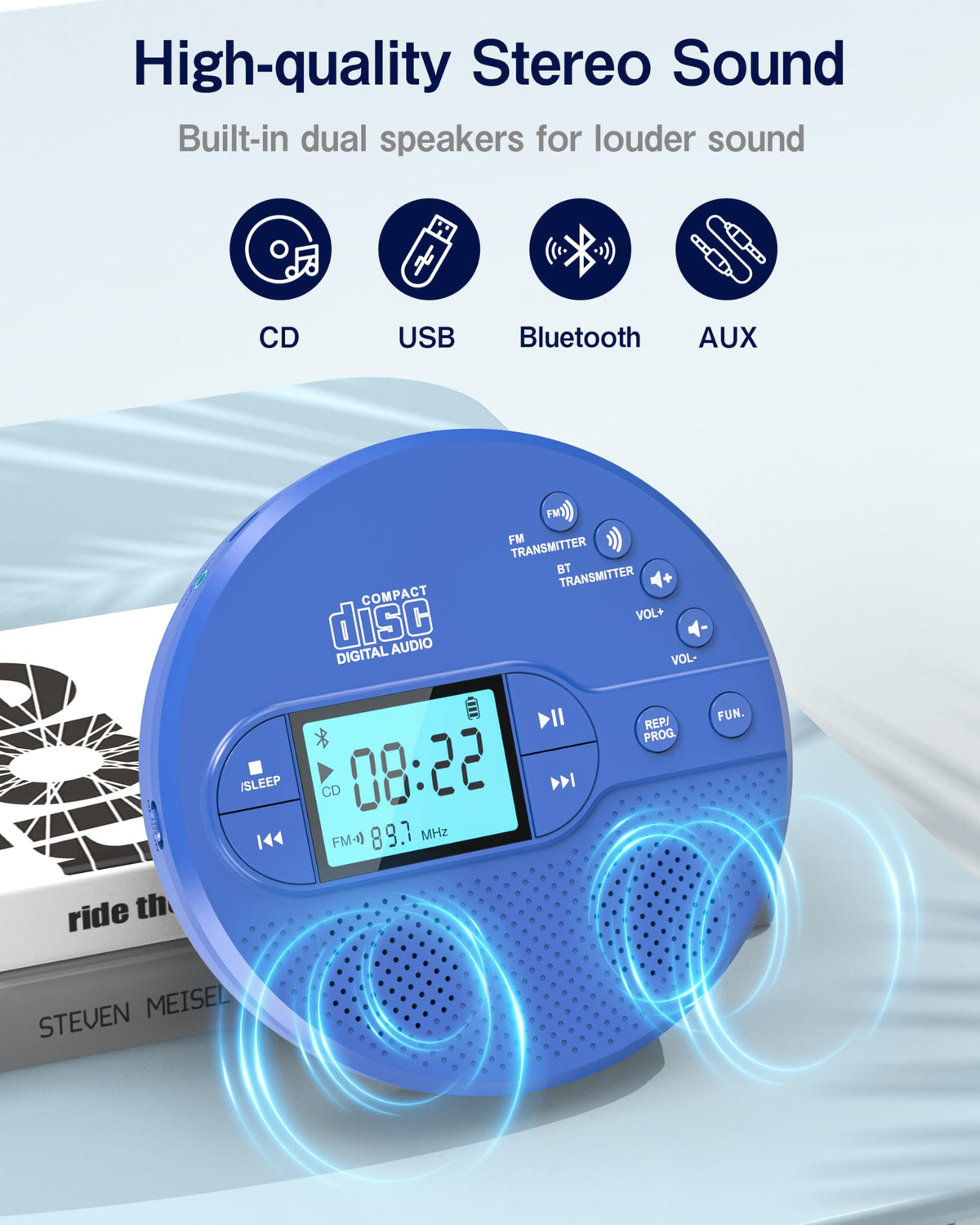 Portable CD Player with FM Transmitter & Speaker F13238