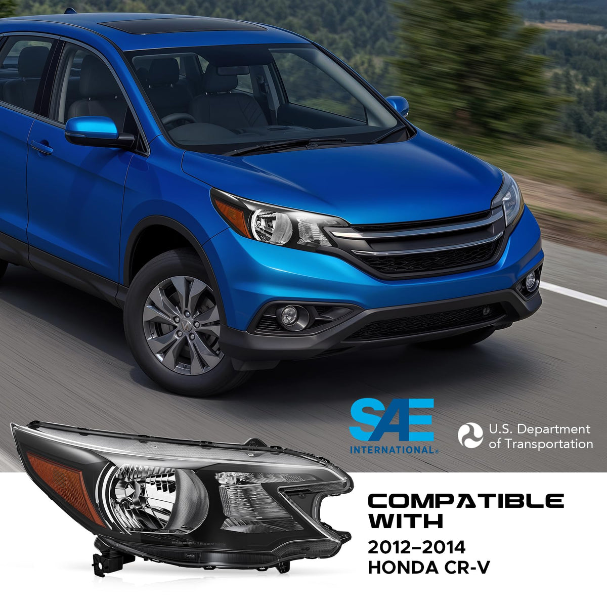 Headlight Compatible with 2012-2014 Honda CR-V Halogen Type Z529