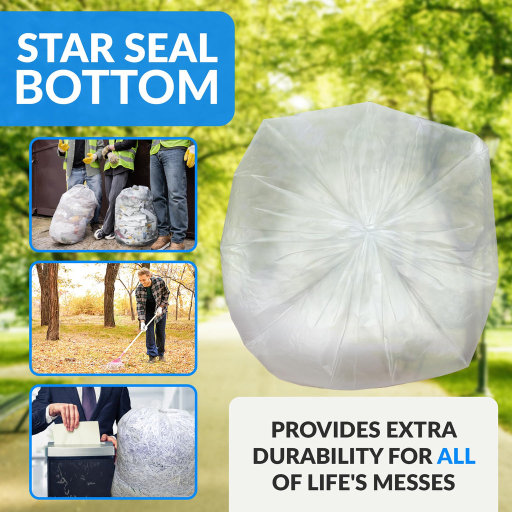 Clear Trash Bags with Twist Ties 50 Count Heavy Duty K52494