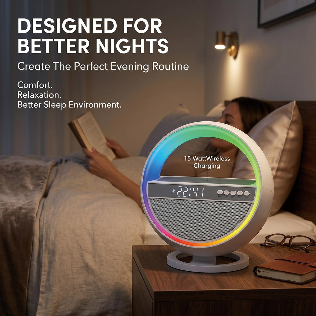 6-in-1 RGB LED Table Lamp with Bluetooth Speaker & Wireless Charging Z1647