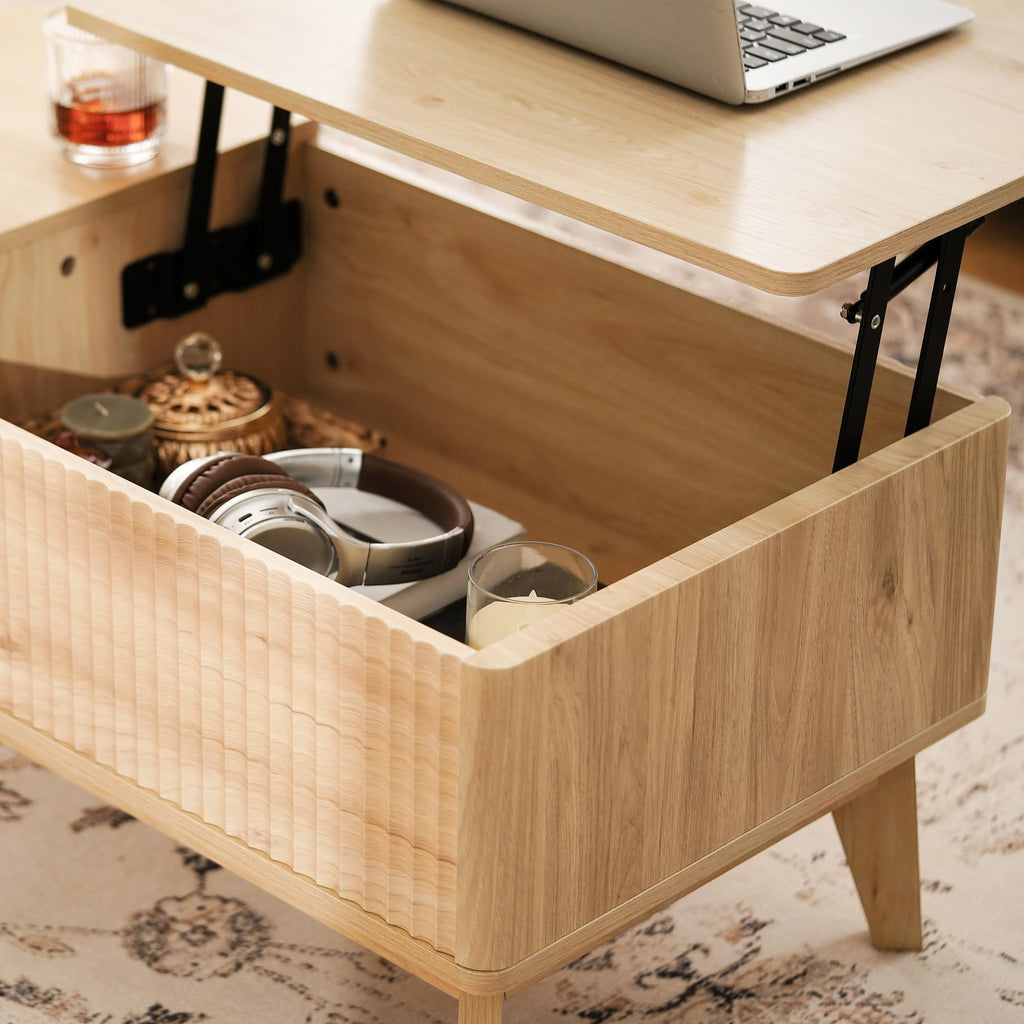 Fluted Lift Top Coffee Table with Storage I562