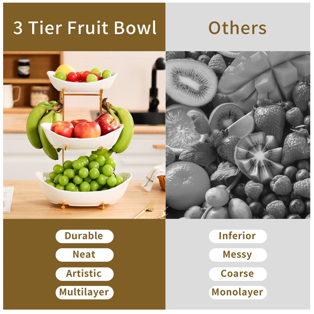 3-Tier Ceramic Serving Bowl Set with Stand M607555