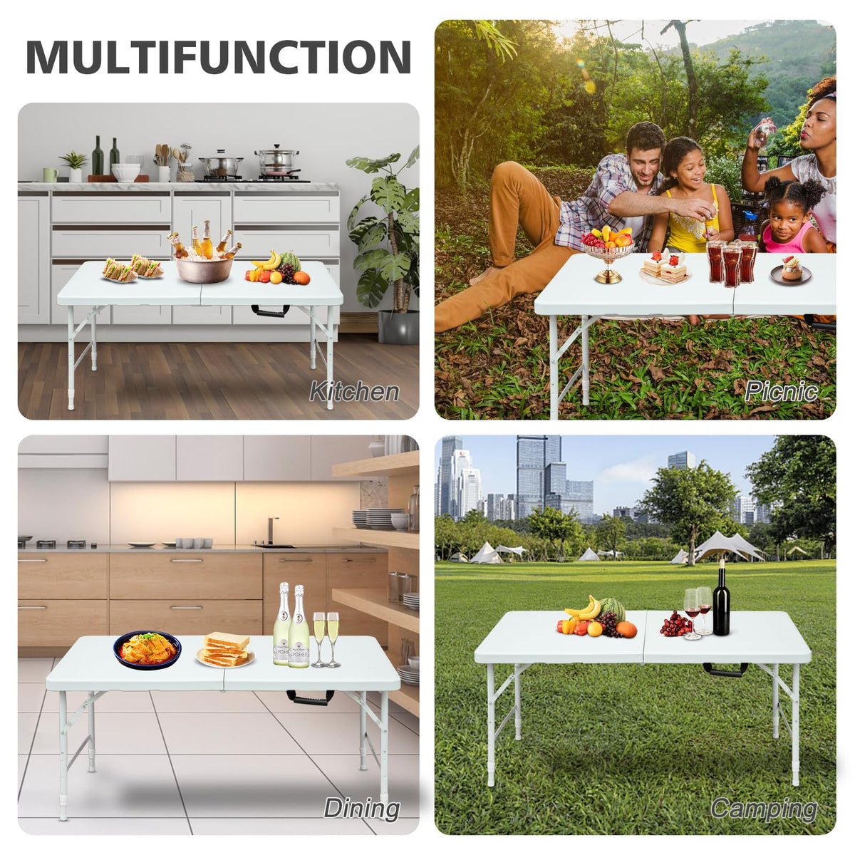 4Ft Portable Folding Table White O49760