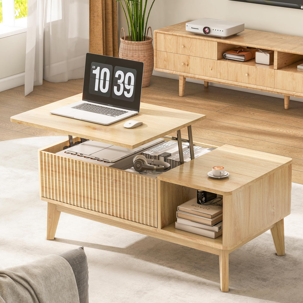 Fluted Lift Top Coffee Table with Storage I562