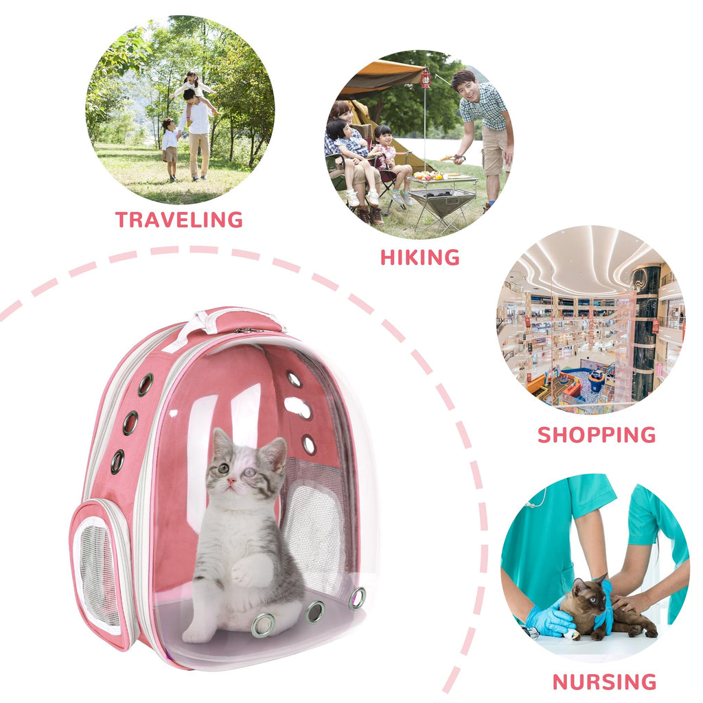 Expandable Pet Backpack Carrier for Under 15 lbs (Pink) J832