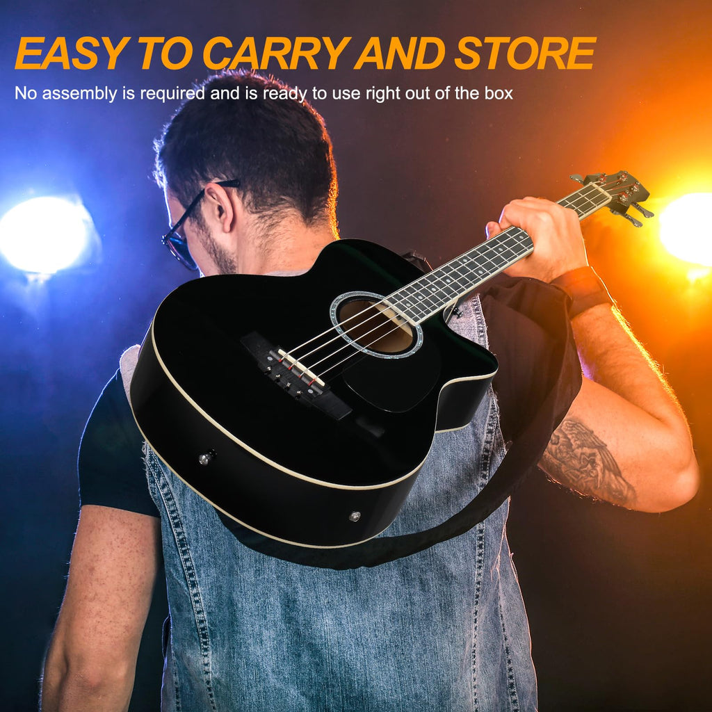 4 String Full Size Black Acoustic Bass Guitar H61916