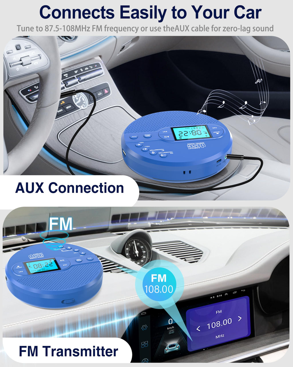 Portable CD Player with FM Transmitter & Speaker F13238