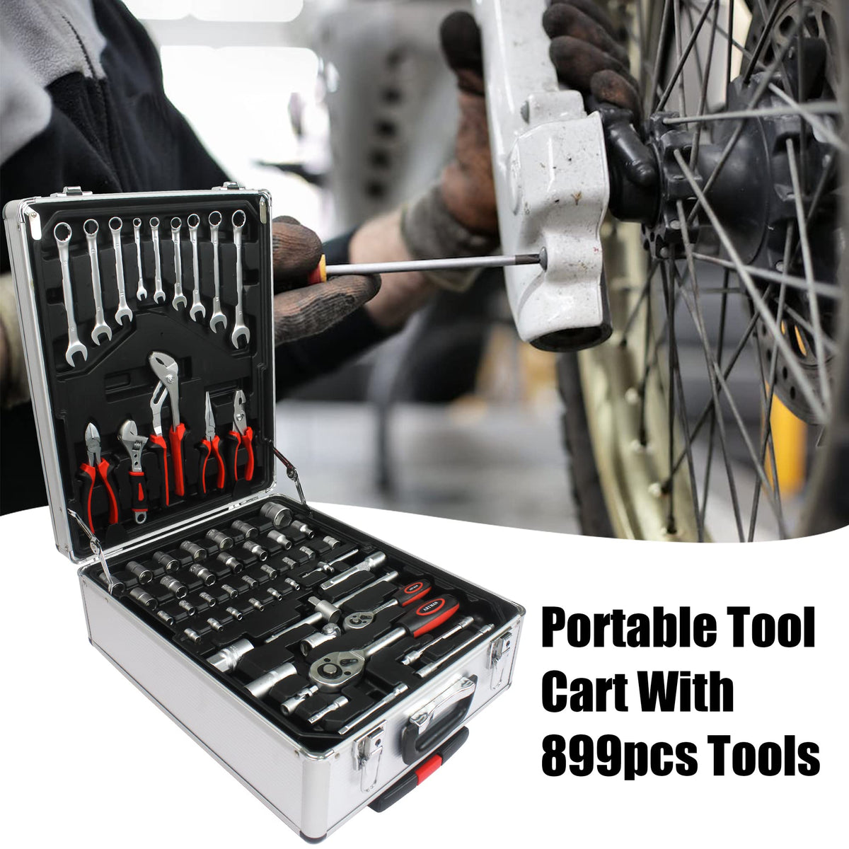 899-Piece Household Tool Set with Rolling Case P3245