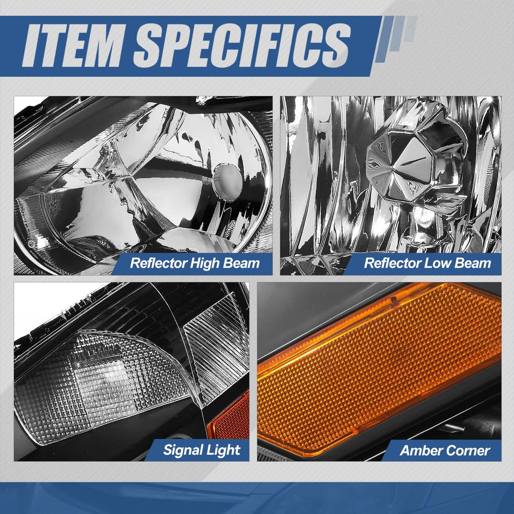 Black Housing Amber Corner Headlights Assembly D849