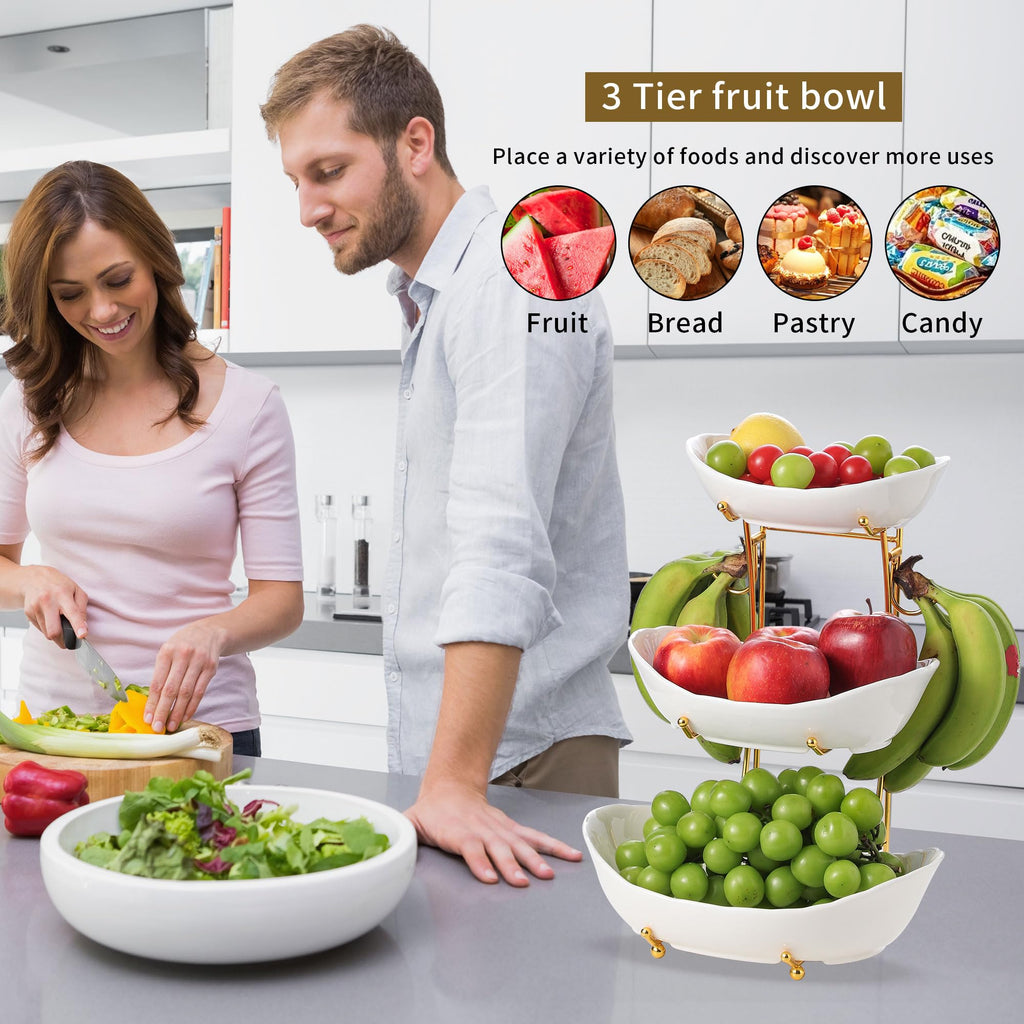 3-Tier Ceramic Serving Bowl Set with Stand M607555