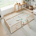Foldable Wooden Baby Playpen with Gate J628277