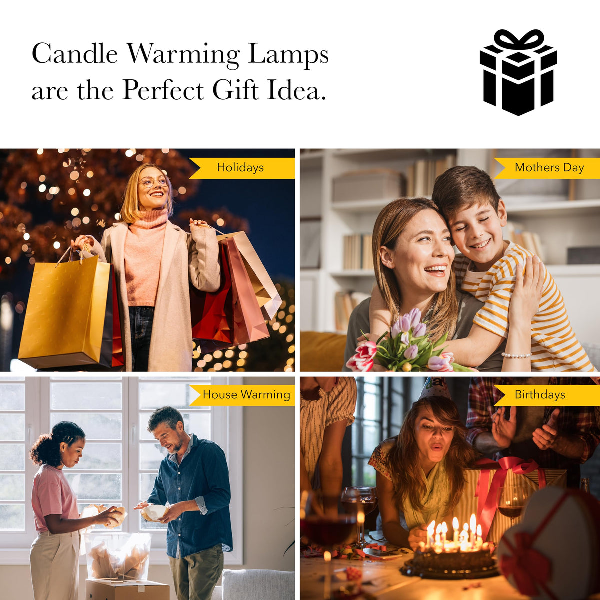 Black & White Printed Shade Dimmable Candle Warmer Lamp J55857