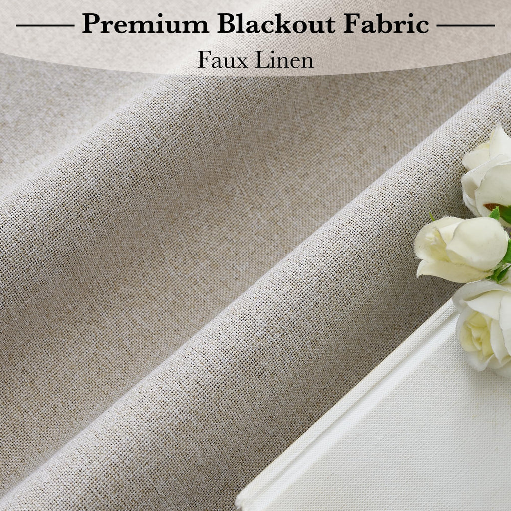 100% Blackout Linen French Door Curtain H576