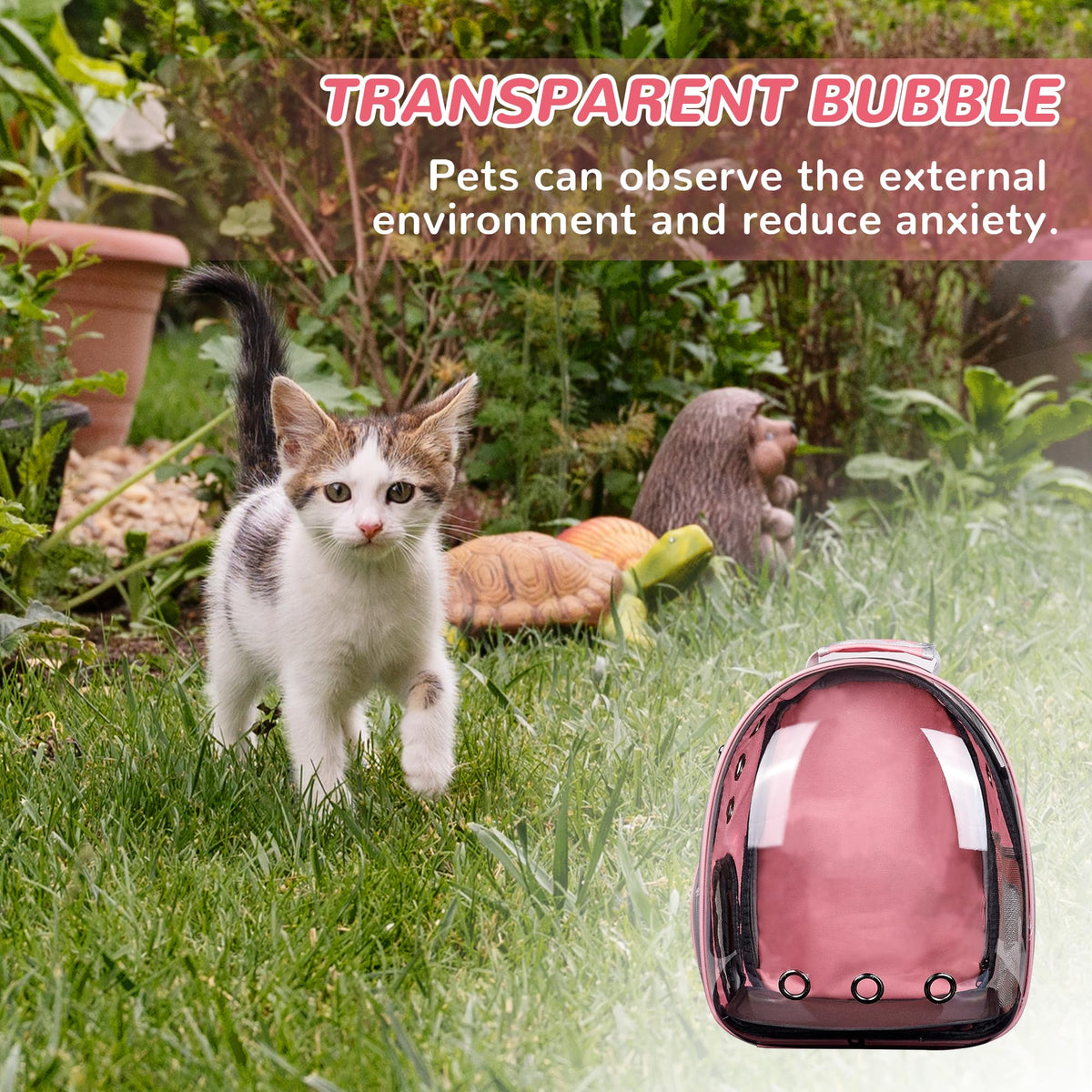 Expandable Pet Backpack Carrier for Under 15 lbs (Pink) J832