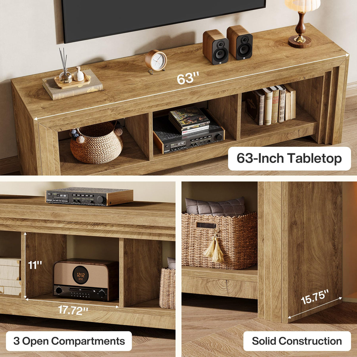 63" Wood TV Stand D3296