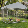 7.55x7.55ft Metal Outdoor Dog Kennel with Roof X48128
