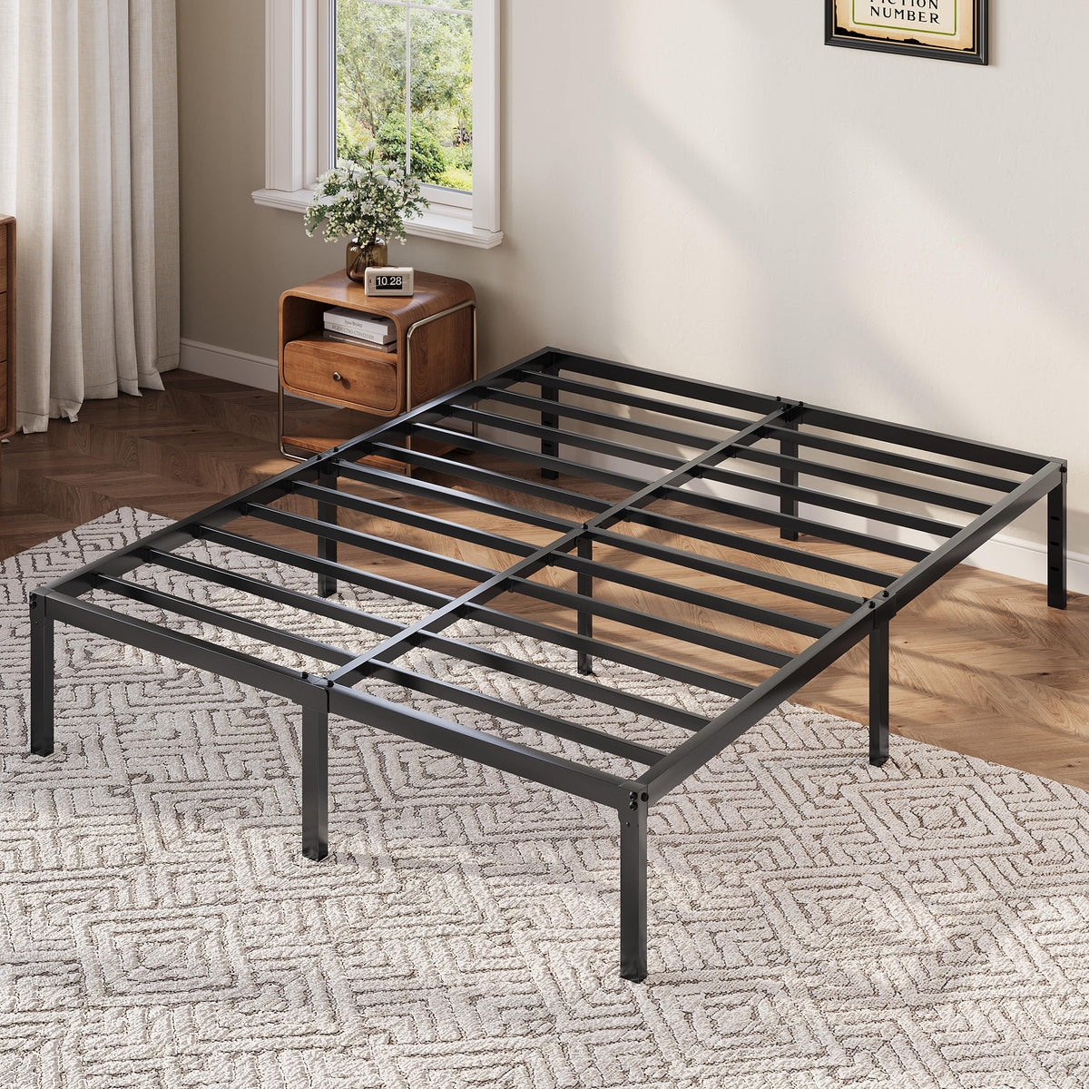 Queen 12 Inch Metal Bed Frame with Storage Space C603318