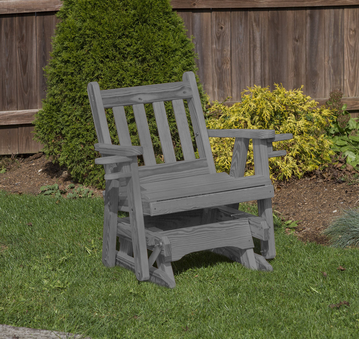 Heavy Duty Pressure Treated Outdoor Glider Chair with Cup Holders Y661